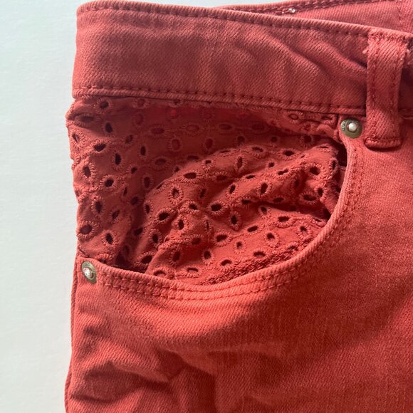 NAF NAF Paris Coral Cotton Denim Eyelet Shorts - Picture 4 of 5